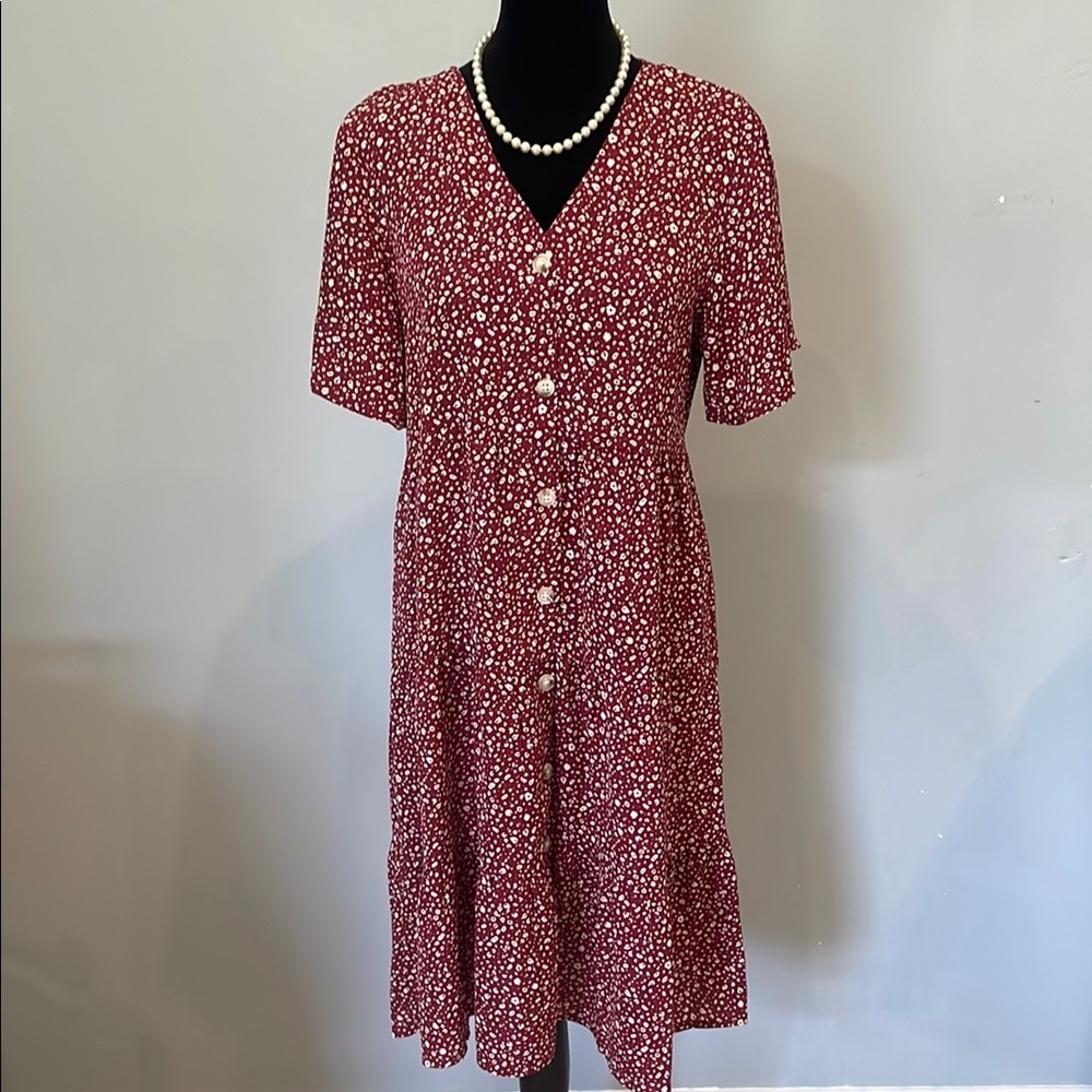 Red Floral Dress peasant style